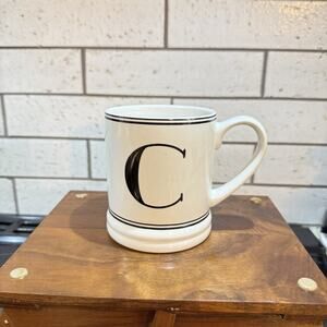 Threshold White Stoneware Mug Black Gold Initial C 12 oz. Coffee Cup Micro Safe